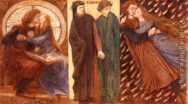 Paolo and Francesca painting - Dante Gabriel Rossetti Paolo and Francesca art painting